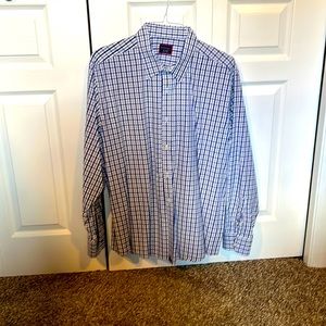 Untuckit XXL Long Sleeve Sport Shirt Blue/Grey Check